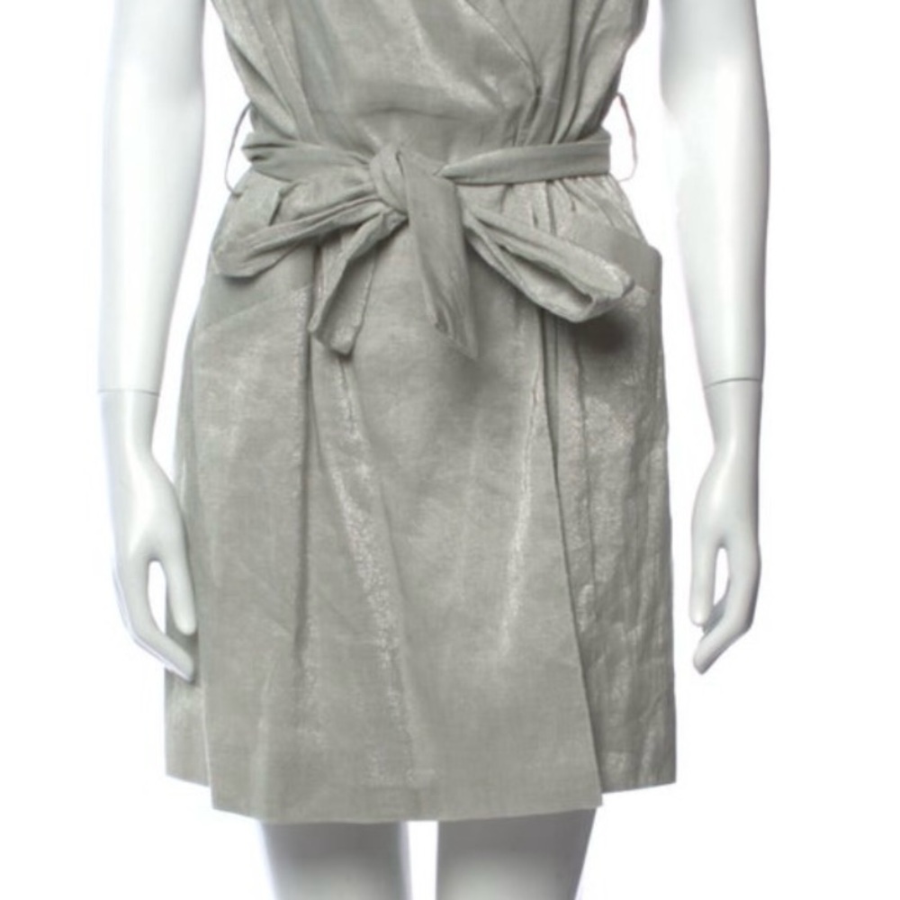 ALICE & OLIVIA women’s metallic and silver wrap mini dress